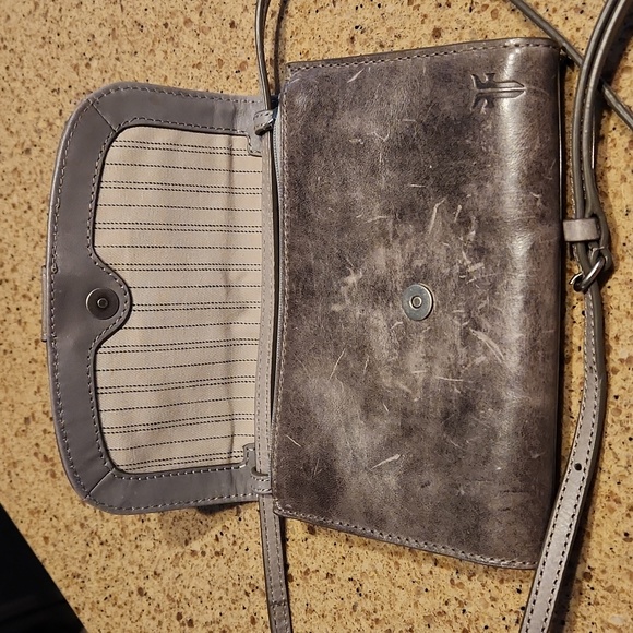 Frye Melissa Small Leather Crossbody Dove Gray - Picture 6 of 7